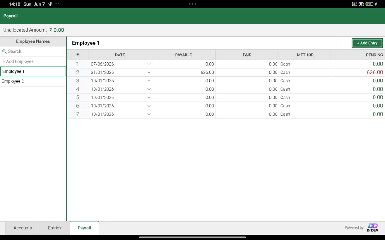 Shop Payroll Management Sheet