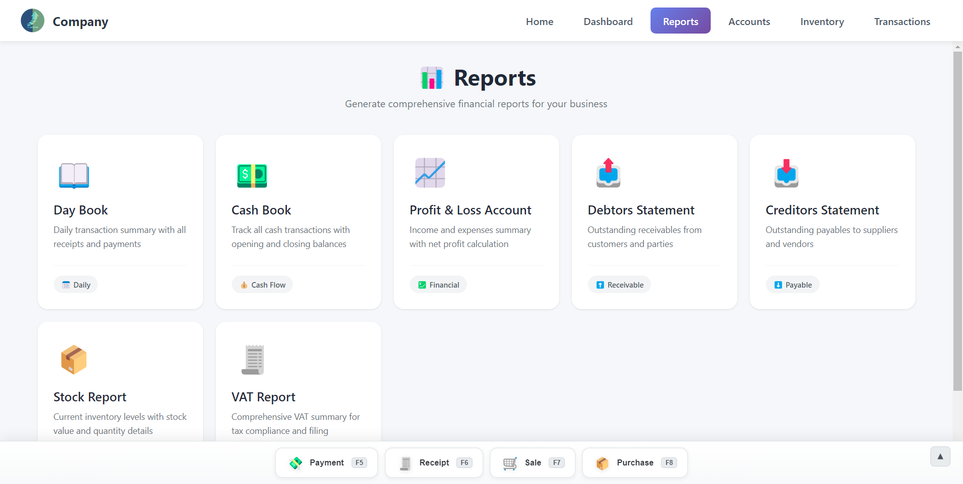 Reports Hub Selection
