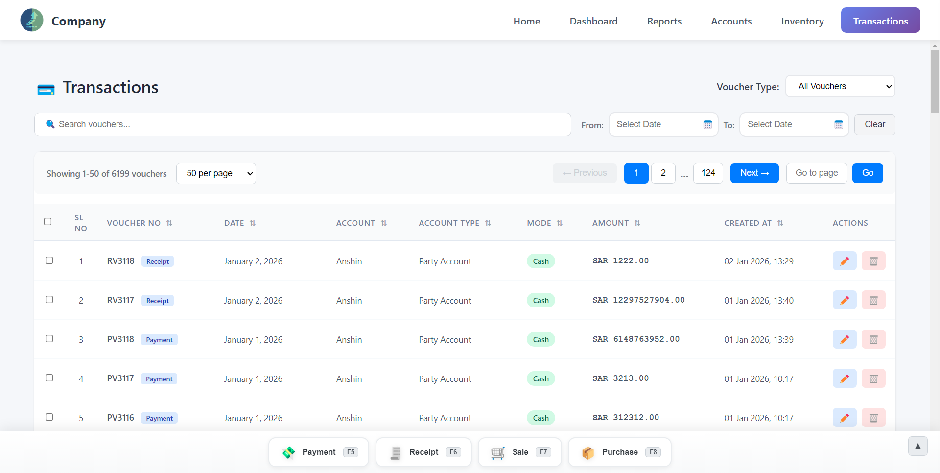 Ledger Search Listing