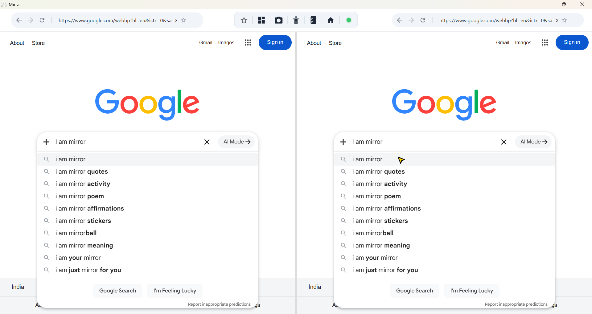 Mirra Browser Workspace Visual